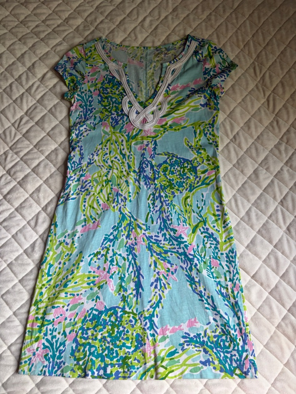 Lilly Pulitzer Seafoam Blue Pink Green Printed Mini Dress